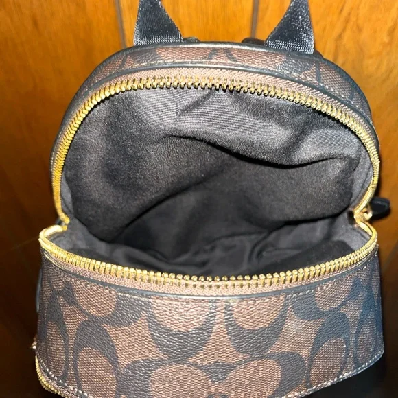 Coach Brown and Black Leather Backpack - Picture 5 of 8